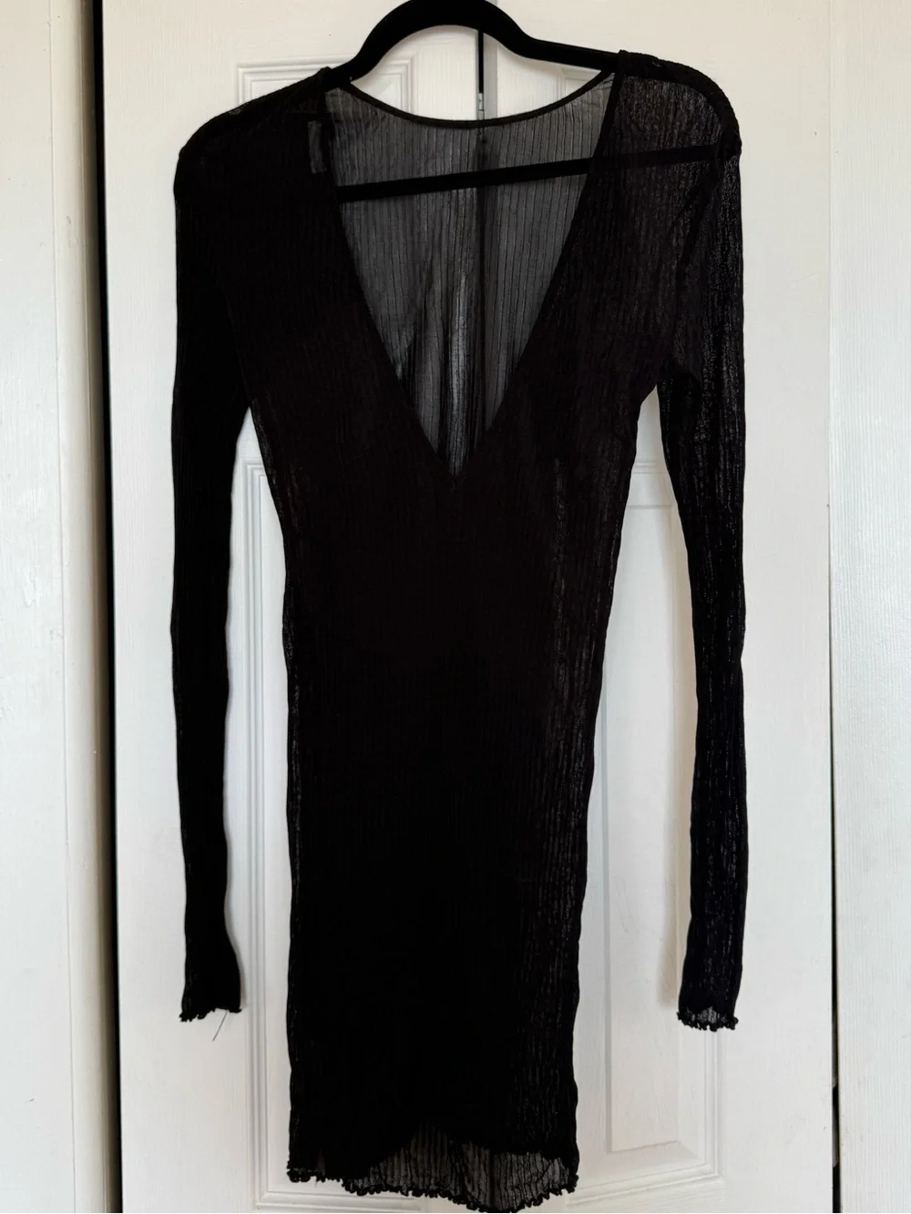 Free People Sheer Black Long Sleeve Cover Up, Backless - Picture 3 of 4